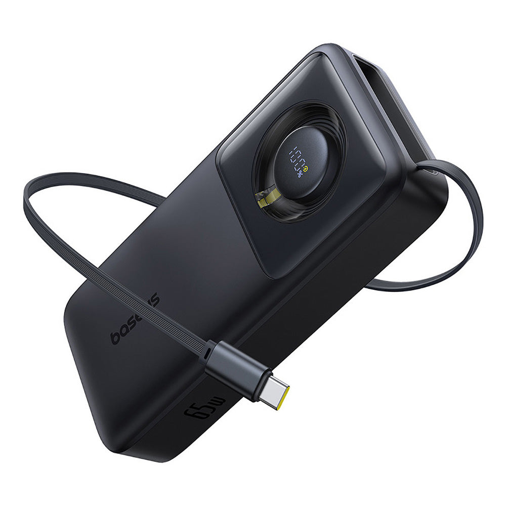 Baseus - Power Bank Free2Pull (P10073700123-00) - with Retractable USB-C Cable, Type-C, Display, 20000mAh, 65W, 0.7m - B