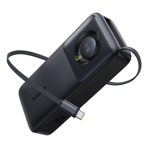 Baseus - Power Bank Free2Pull (P10073700123-00) - with Retractable USB-C Cable, Type-C, Display, 20000mAh, 65W, 0.7m - B