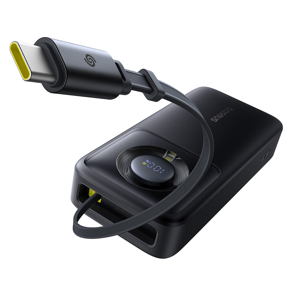 Baseus - Power Bank Free2Pull (P10073700123-00) - with Retractable USB-C Cable, Type-C, Display, 20000mAh, 65W, 0.7m - B