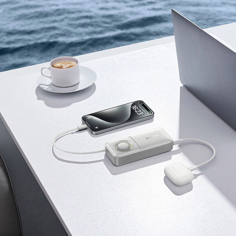 Baseus - Power Bank Free2Pull (P10073701843-00) - with Retractable USB-C Cable, Type-C, Display, 10000mAh, 30W, 0.7m - G