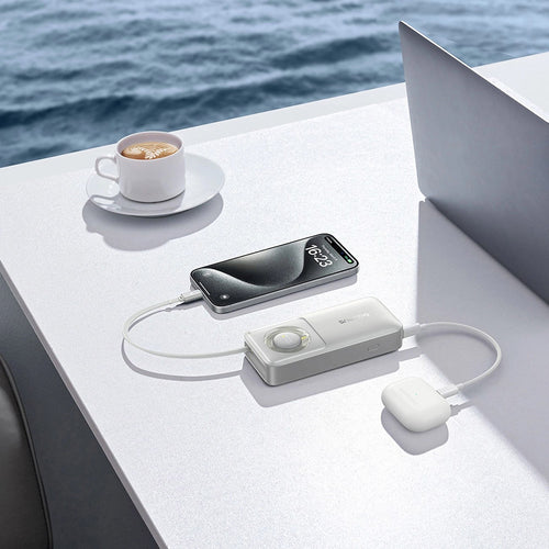 Baseus - Power Bank Free2Pull (P10073701843-00) - with Retractable USB-C Cable, Type-C, Display, 10000mAh, 30W, 0.7m - G