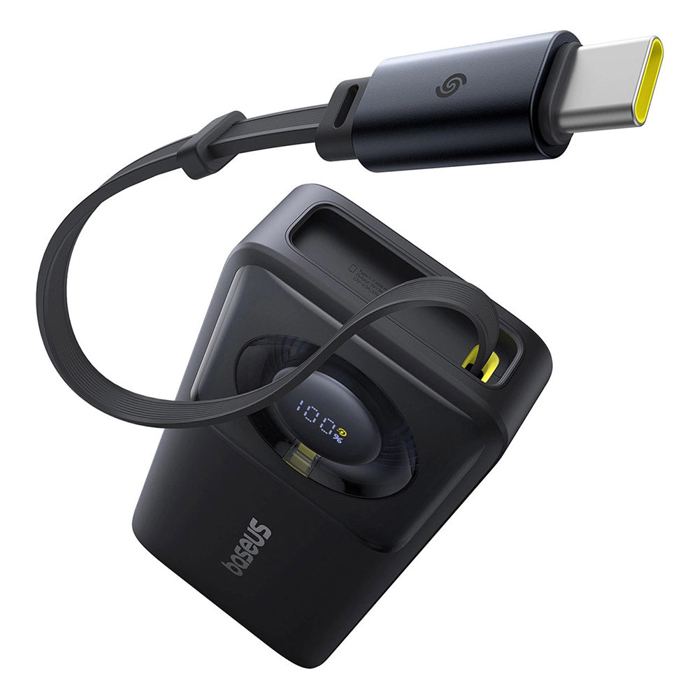 Baseus - Power Bank Free2Pull (P10073701123-00) - with Retractable USB-C Cable, Type-C, Display, 10000mAh, 30W, 0.7m - B