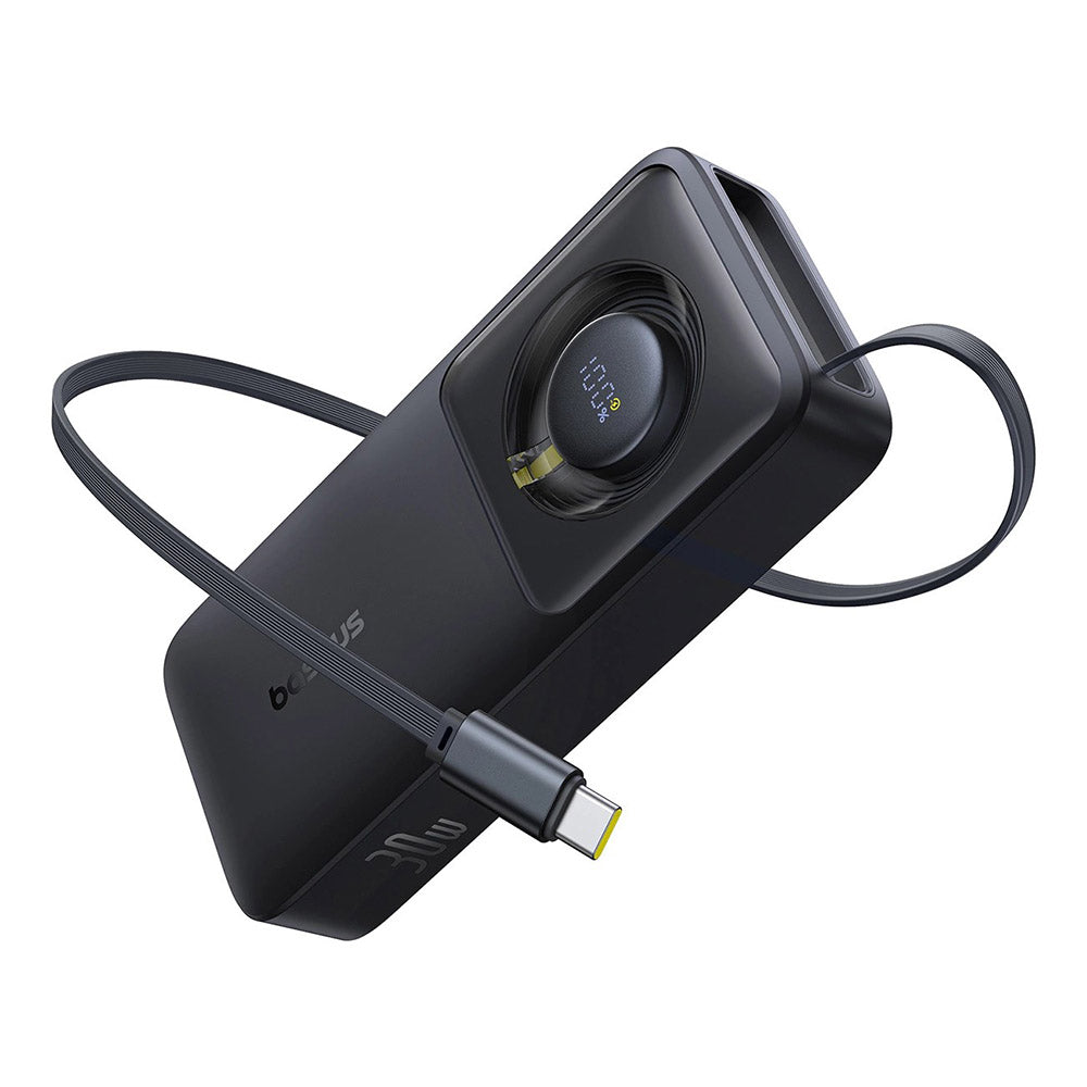 Baseus - Power Bank Free2Pull (P10073701123-00) - with Retractable USB-C Cable, Type-C, Display, 10000mAh, 30W, 0.7m - B