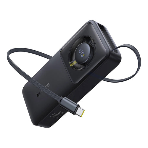 Baseus - Power Bank Free2Pull (P10073701123-00) - with Retractable USB-C Cable, Type-C, Display, 10000mAh, 30W, 0.7m - B