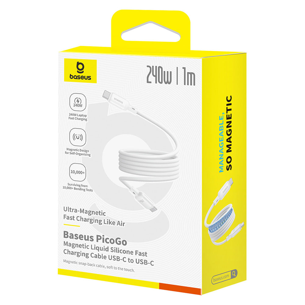 Baseus - Data Cable PicoGo (P10376800211-00) - Magnetic, Type-C to Type-C, 240W, Fast Charging, 480Mbps, Silicone, 1m - 