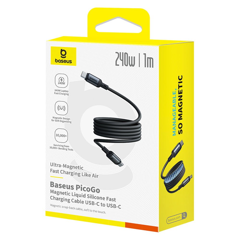 Baseus - Data Cable PicoGo (P10376800121-00) - Magnetic, Type-C to Type-C, 240W, Fast Charging, 480Mbps, Silicone, 1m - 