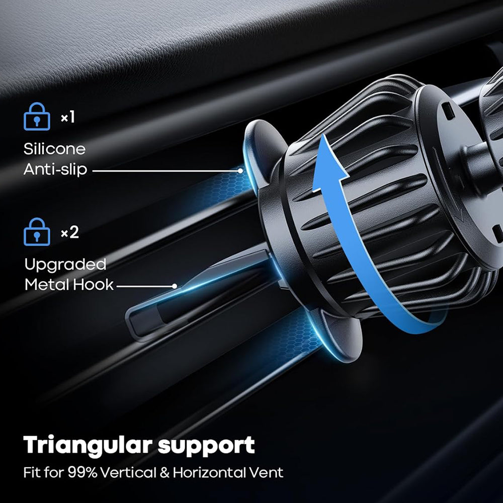 Techsuit - Car Holder AirFix (S1) - with Metal Ring, Air Vent Mount, MagSafe Compatible, N52, 360° Rotation - Black