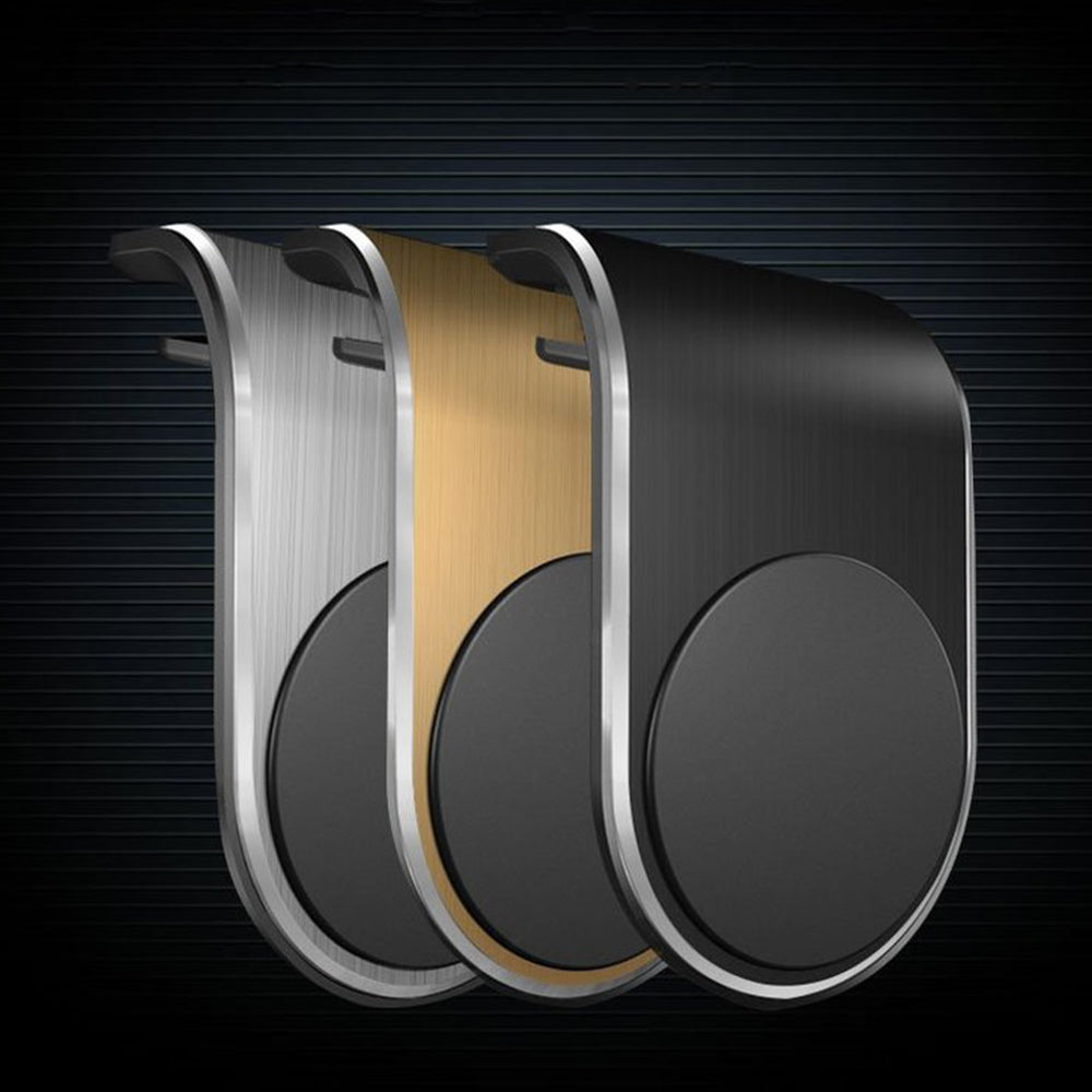 Techsuit - Car Holder AirGrip (S7) - Waterfall-Shaped, Magnetic Secure Grip for Air Vent, Clamp Grip - Black / Silver