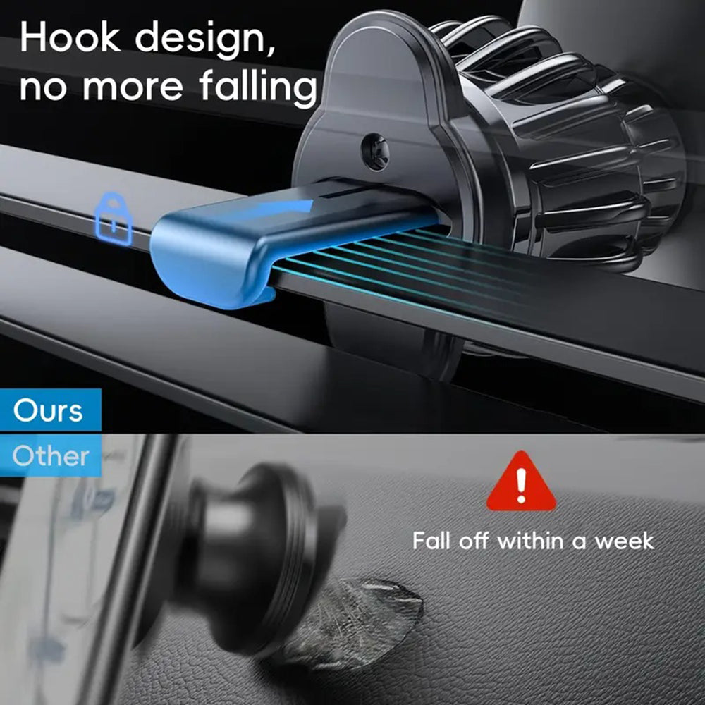 Techsuit - Car Holder AirFix (S2) - with Metal Plates, for Air Vent, Magnetic Car Mount N52, Rotation Angle 360° - Black