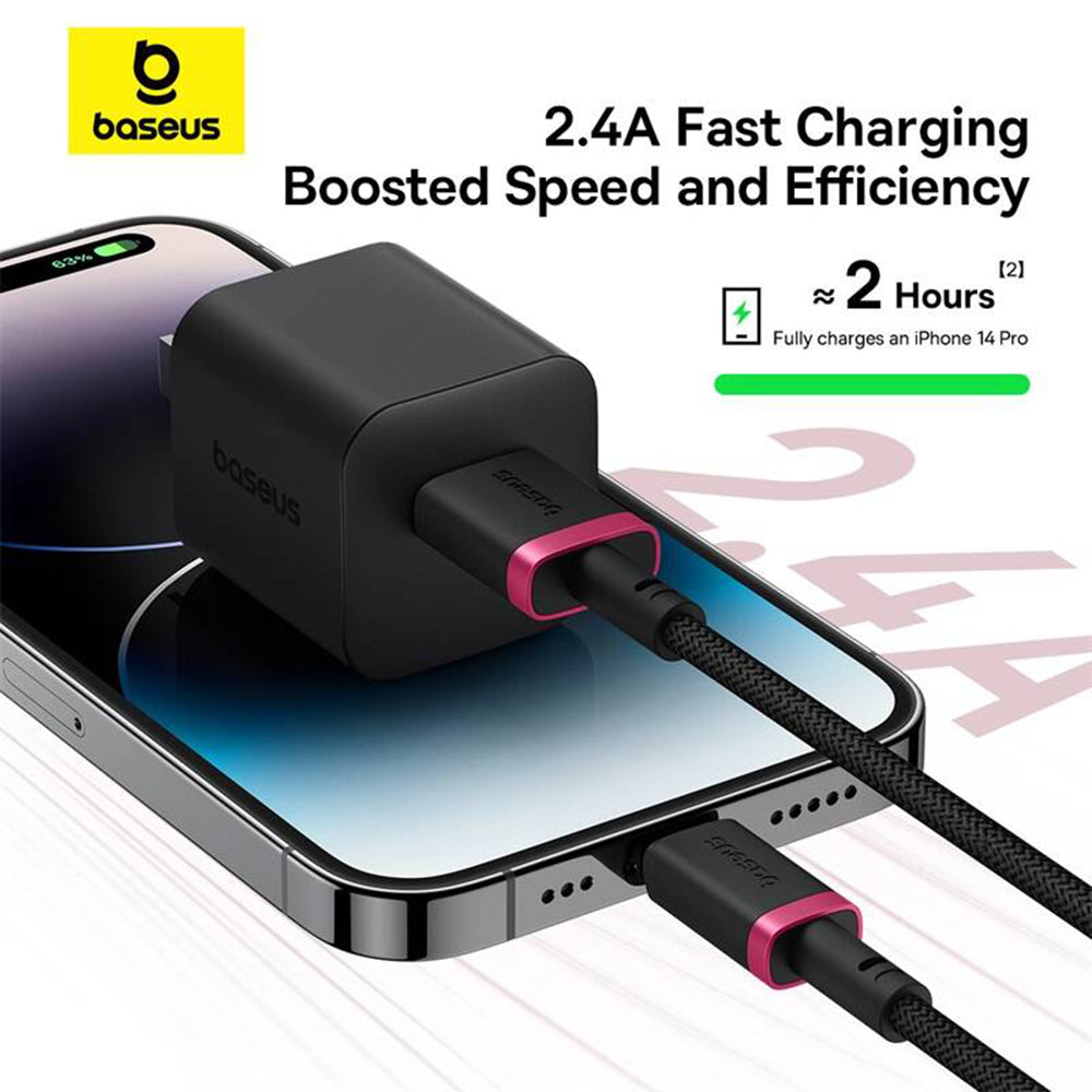 Baseus - Data Cable Dura Series (P10377801U01-03) - USB to Lightning, Fast Charging, 2.4A, 480Mbps, Nylon, 2m - Red / Bl