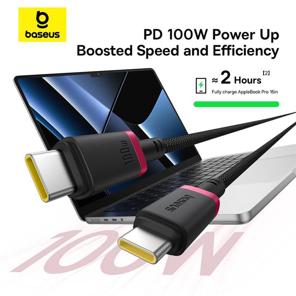 Baseus - Data Cable Dura Series (P10377803U01-01) - for MacBook, Type-C, Fast Charge, PD 100W, 480Mbps, 1m - Red / Black