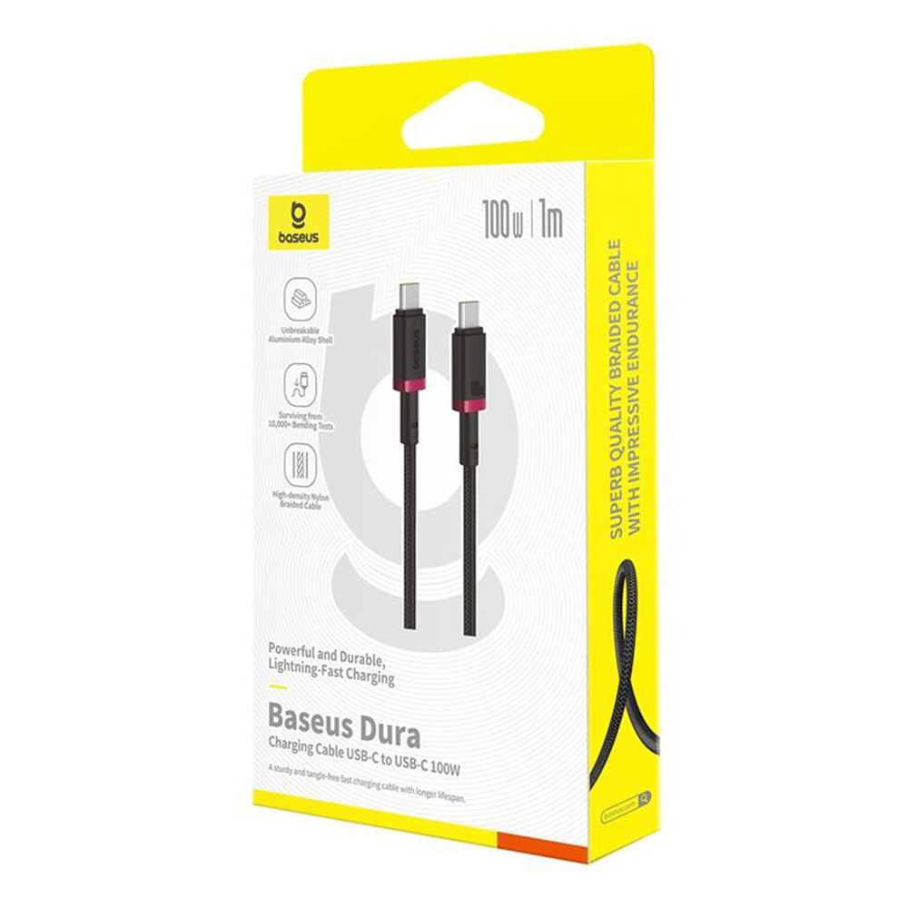 Baseus - Data Cable Dura Series (P10377803U01-01) - for MacBook, Type-C, Fast Charge, PD 100W, 480Mbps, 1m - Red / Black