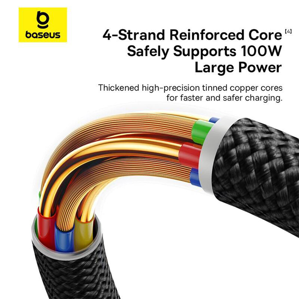 Baseus - Data Cable Dura Series (P10377803U01-01) - for MacBook, Type-C, Fast Charge, PD 100W, 480Mbps, 1m - Red / Black