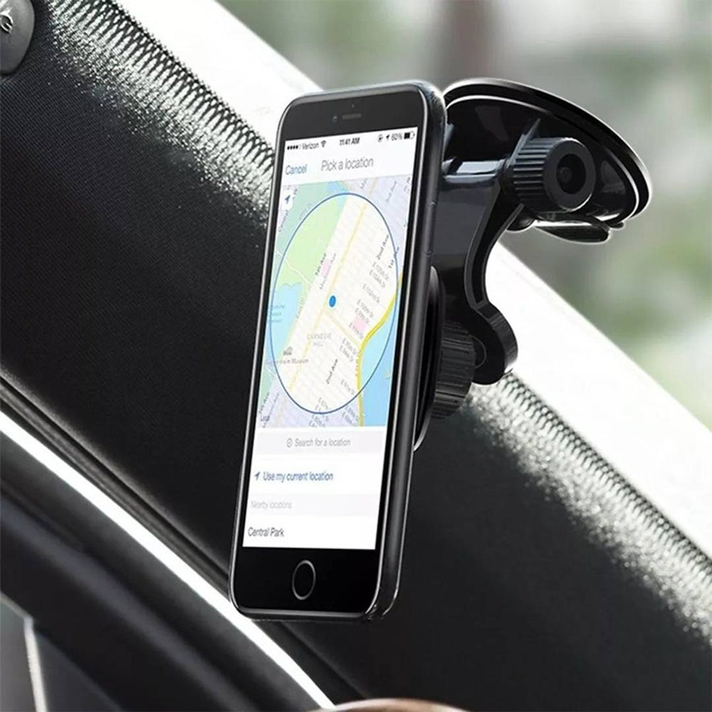 Techsuit - Car Holder MagGrip (S6) - for Dashboard, Magnetic Grip, 360° Rotation, Suction Cup, 2 Metal Plates - Black/Re