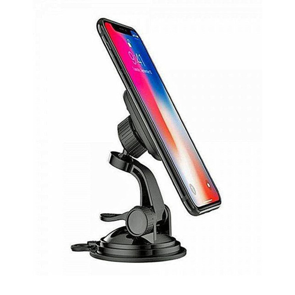 Techsuit - Car Holder MagGrip (S6) - for Dashboard, Magnetic Grip, 360° Rotation, Suction Cup, 2 Metal Plates - Black/Re