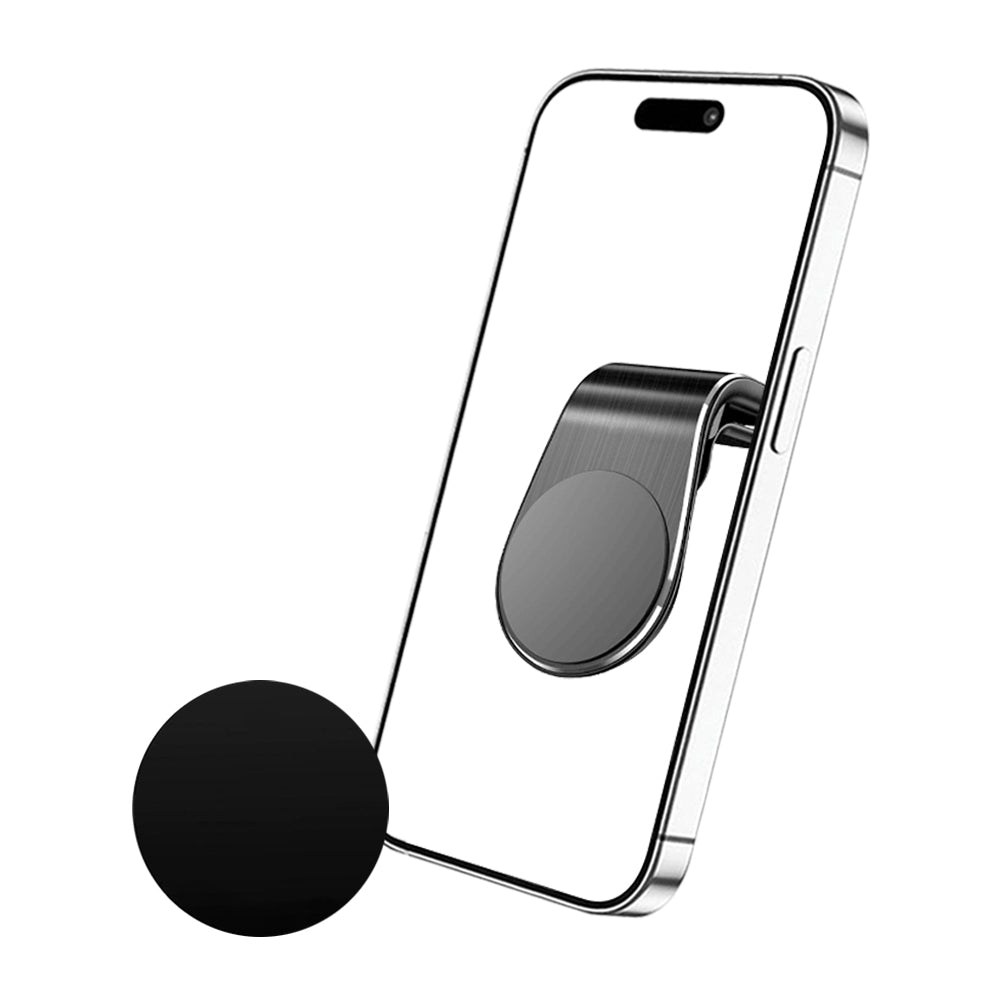 Techsuit - Car Holder AirGrip (S7) - Waterfall-Shaped, Magnetic Secure Grip for Air Vent, Clamp Grip - Black / Silver