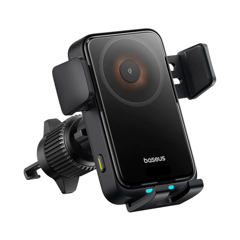 Baseus - Wireless Car Vent Holder Wisdom Pro (C40381501123-00) - 15W, 360°, Auto Coil Alignment, LED Light, 7.2inch - Bl