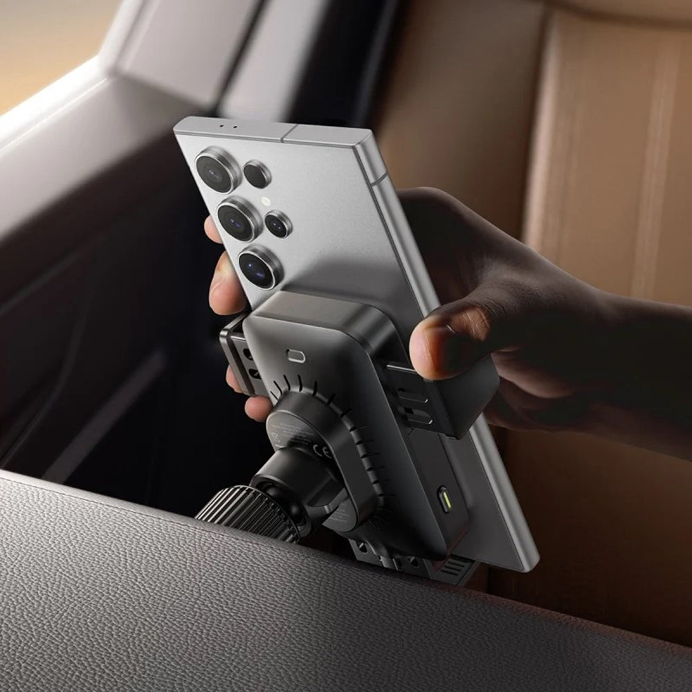 Baseus - Wireless Car Vent Holder Wisdom Pro (C40381501123-00) - 15W, 360°, Auto Coil Alignment, LED Light, 7.2inch - Bl