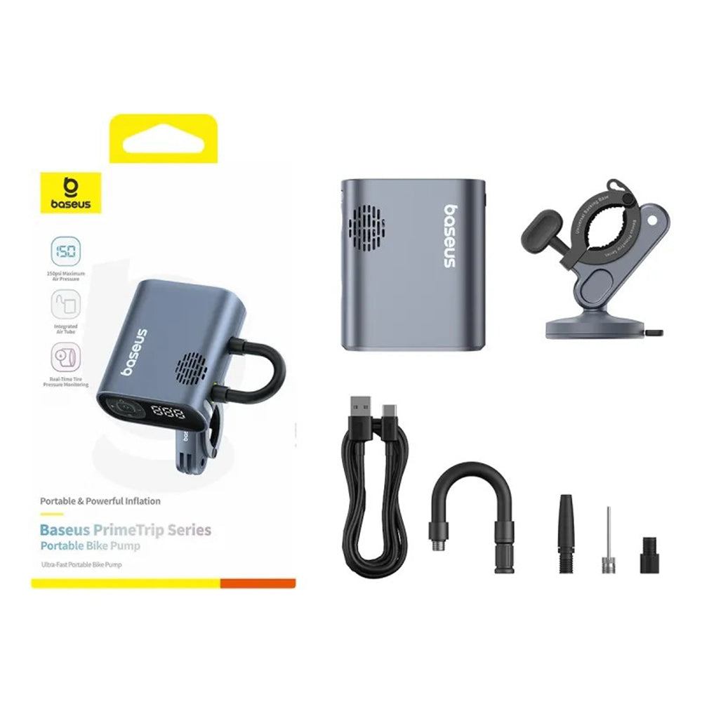 Baseus - Bike Compressor PrimeTrip Series (C11169000121-00) - Portable, Pressure Display, 1750mAh, 150psi, Ultra Fast - 