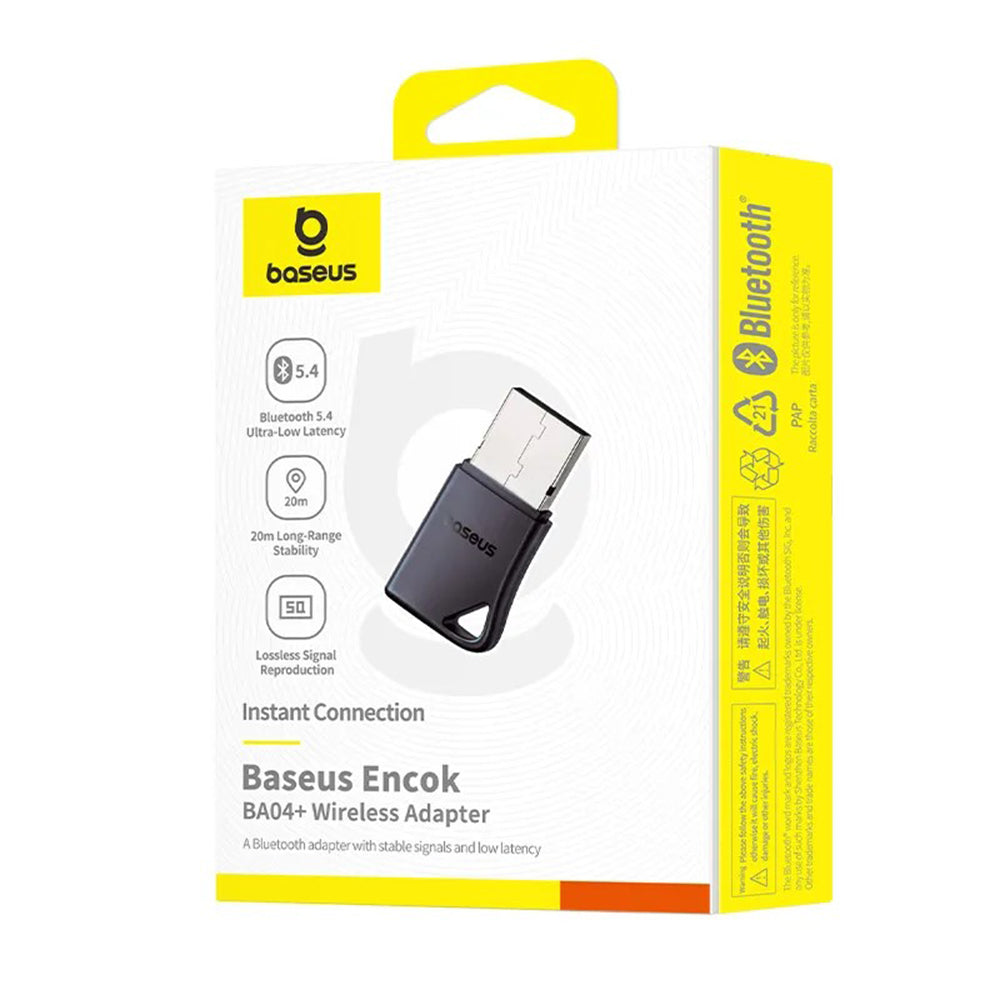 Baseus - Wireless Adapter Encok BA04+ (A10082600121-00) - for Windows, Bluetooth 5.4, Plug&Play, Ultra Low Latency - Bla