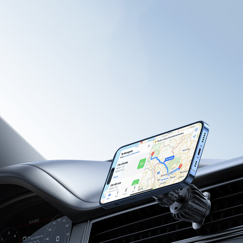 Techsuit - Car Holder AirFix (S1) - with Metal Ring, Air Vent Mount, MagSafe Compatible, N52, 360° Rotation - Black
