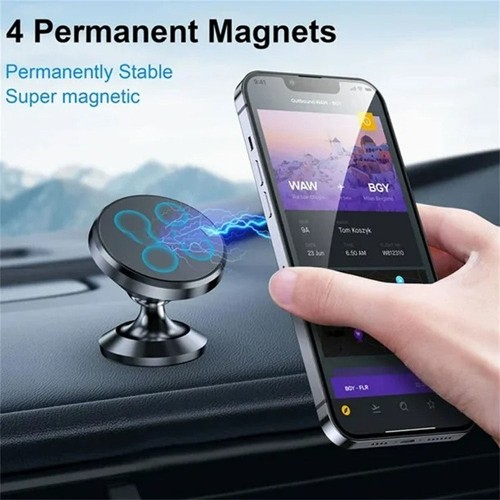Techsuit - Car Holder TinyGrip (S10) - Universal Magnetic Mobile Mount, with Metal Plate, Strong Magnet - Black
