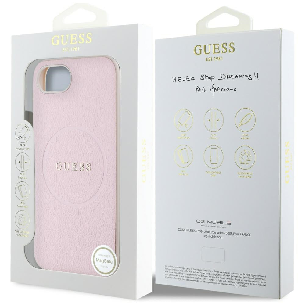 Guess - Grained Gold Ring MagSafe (GUHMPSE4PGHSMMP) - iPhone 16e / iPhone 17e - Pink