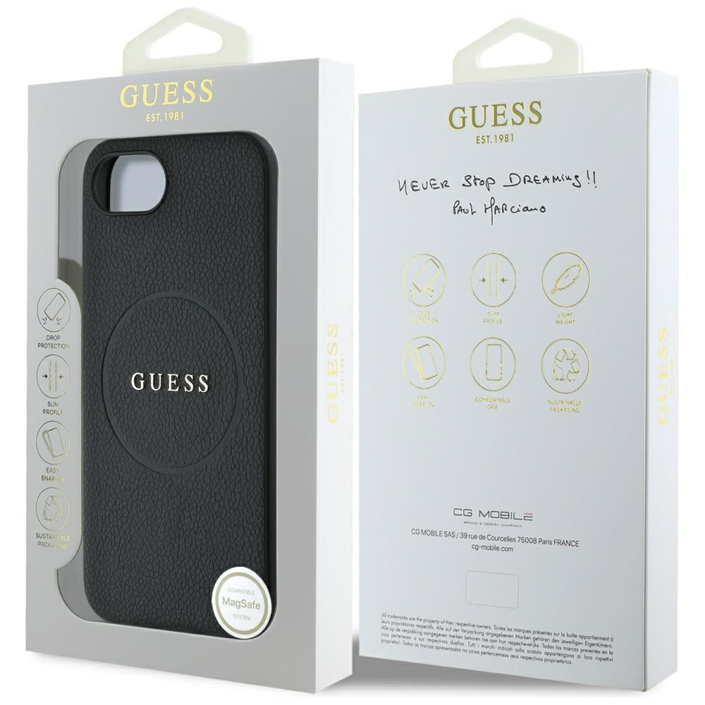 Guess - Grained Gold Ring MagSafe (GUHMPSE4PGHSMMK) - iPhone 16e / iPhone 17e - Black