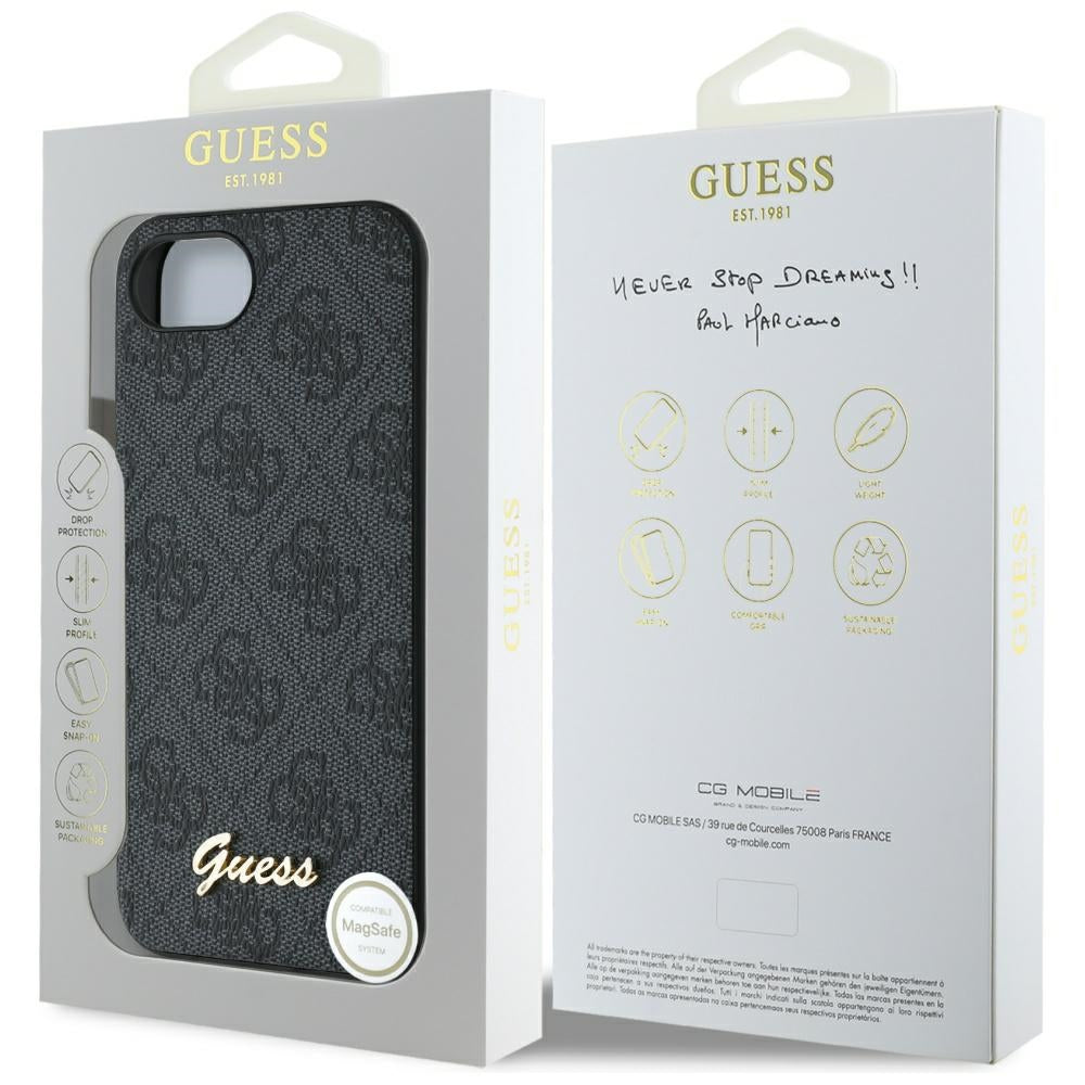 Husa pentru iPhone 16e / iPhone 17e - Guess Hardcase 4G Script Logo (GUHMPSE4HG4SHK) - Black