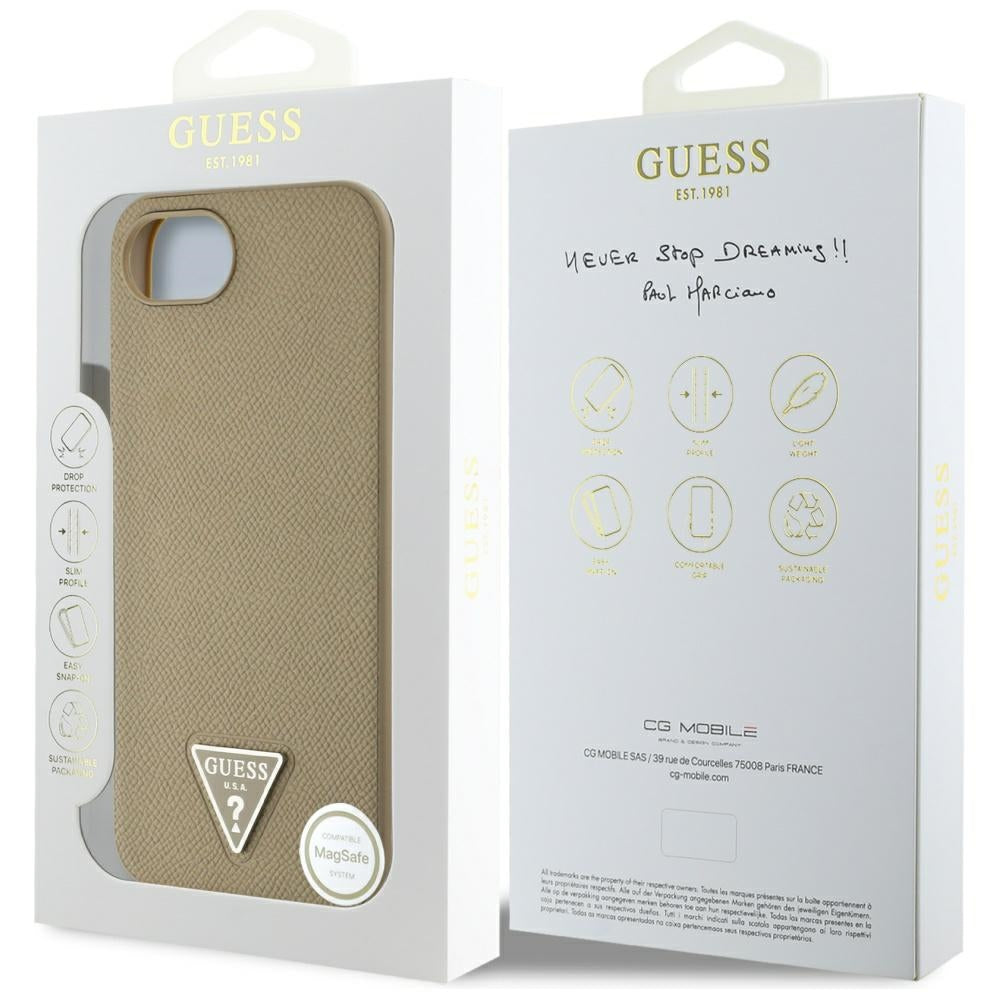 Guess - Grained PU Triangle Logo MagSafe (GUHMPSE4PGTSPSW) - iPhone 16e / iPhone 17e - Brown
