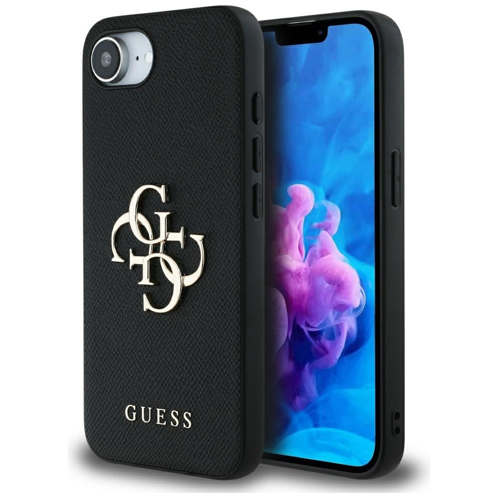 Husa pentru iPhone 16e / iPhone 17e - Guess Hardcase 4G Grained Big and Classic Logo (GUHCPSE4PGT4MBK) - Black