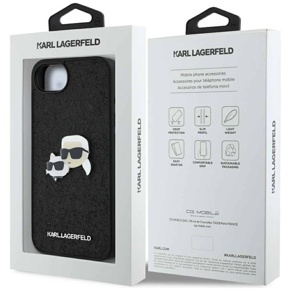 Karl Lagerfeld - Hardcase Glitter Fixed (KLHCPSE4PFGKCPK) - iPhone 16e / iPhone 17e - Karl&Choupette Head