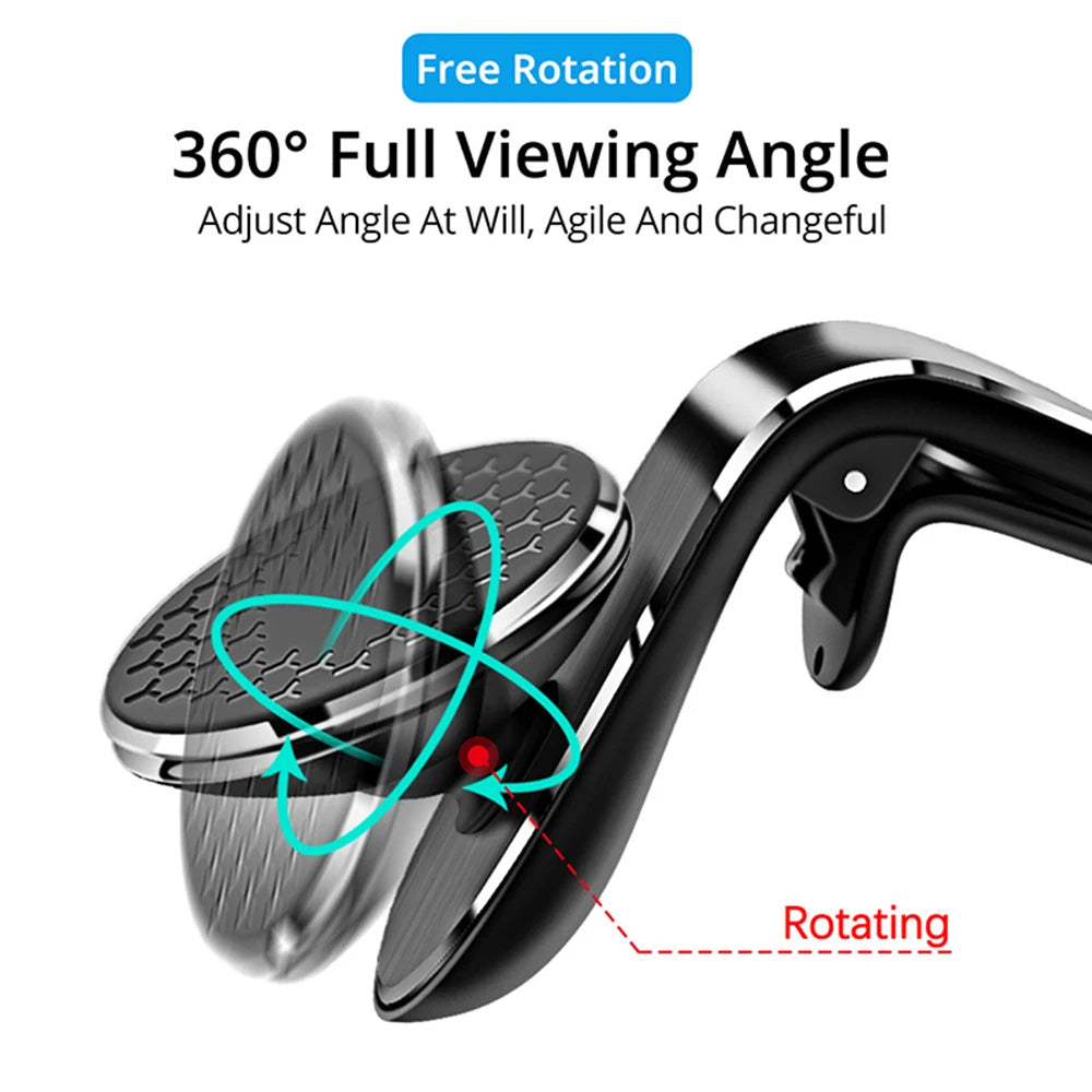 Techsuit - Car Holder AirGrip (S8) - Waterfall-Shaped, Magnetic N52 Secure Grip, for Air Vent, Clamp Grip - Black / Silv
