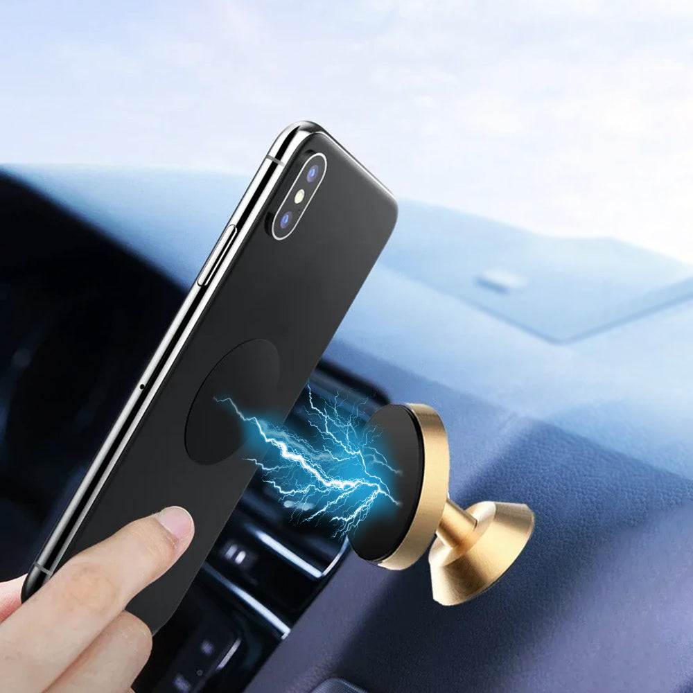 Techsuit - Car Holder TinyGrip (S10) - Universal Magnetic Mobile Mount, with Metal Plate, Strong Magnet - Black