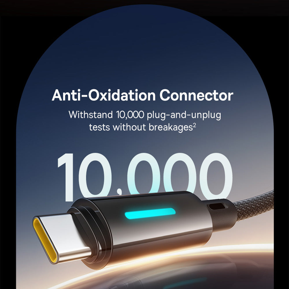 Baseus - Data Cable Lit (P10379002121-00) - USB to Type-C, 100W, Fast Charging, LED Light, Button-Control, 1m - Cosmic B