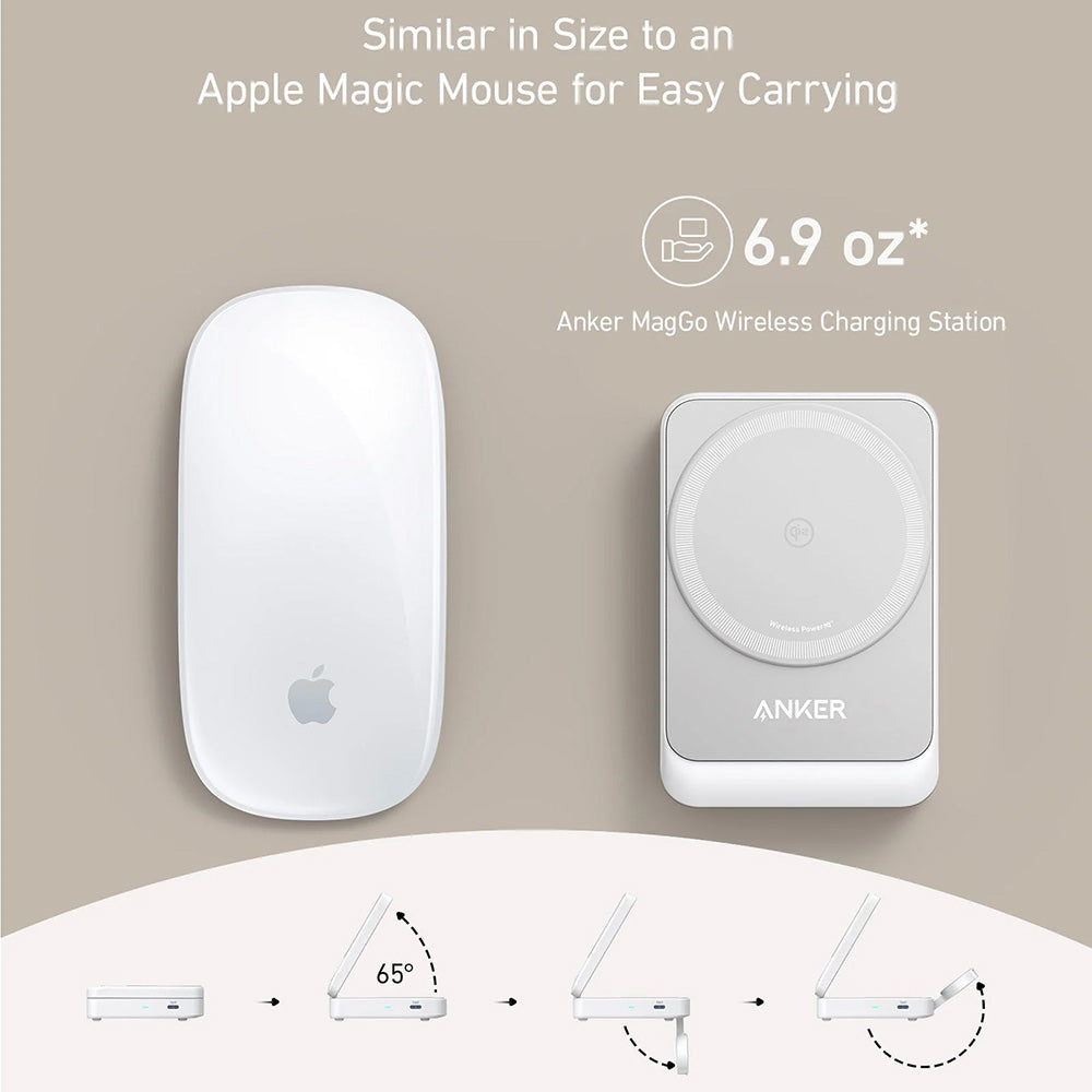 Anker - Charging Station MagGo 3in1 (B2557321) - Qi2, for Apple, 15W, with USB-C Charger and Cable Type-C - White