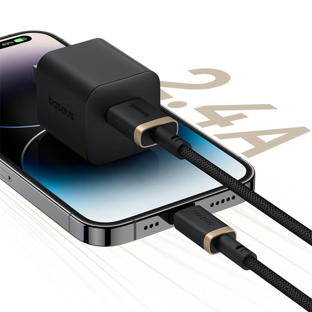 Baseus - Data Cable Dura Series (P10377801U01-02) - USB to Lightning, Fast Charging, 480Mbps, 2.4A, Nylon, 2m - Gold / B