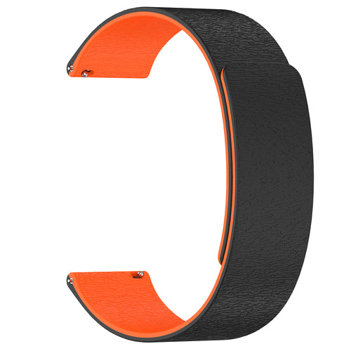 Techsuit - Watchband 18mm (W074) - Huawei Watch GT 4 (41mm)/W1/Honor Watch S1/Garmin Venu 2S/Vivoactive 4S - Black / Ora