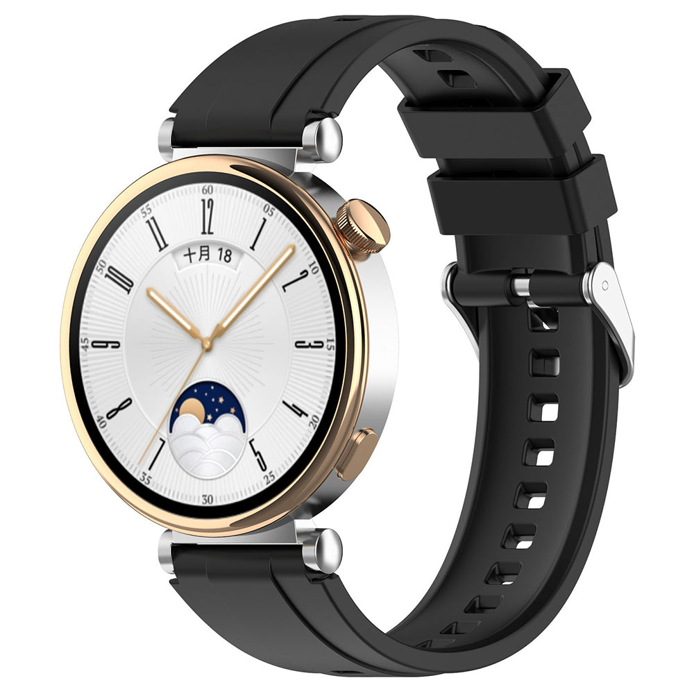 Techsuit - Watchband 18mm (W075) - Huawei Watch GT 4 (41mm)/W1/Honor Watch S1/Garmin Venu 2S/Vivoactive 4S - Black