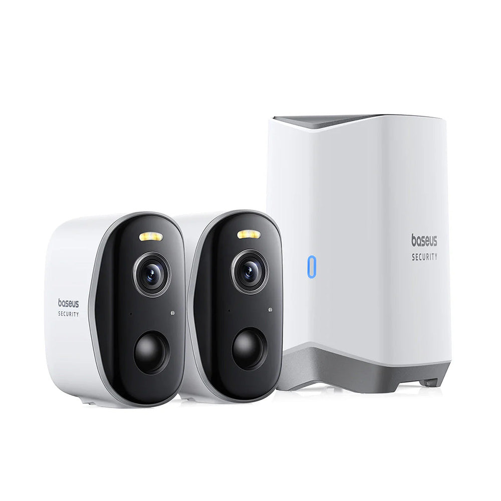 Baseus - Outdoor Camera Security N1 (S0TW002131) - 2K, 16GB, 2x Camera Kit, Two-way Talk, Night Vision, IP67, 7800mAh - 