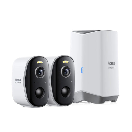 Baseus - Outdoor Camera Security N1 (S0TW002131) - 2K, 16GB, 2x Camera Kit, Two-way Talk, Night Vision, IP67, 7800mAh - 