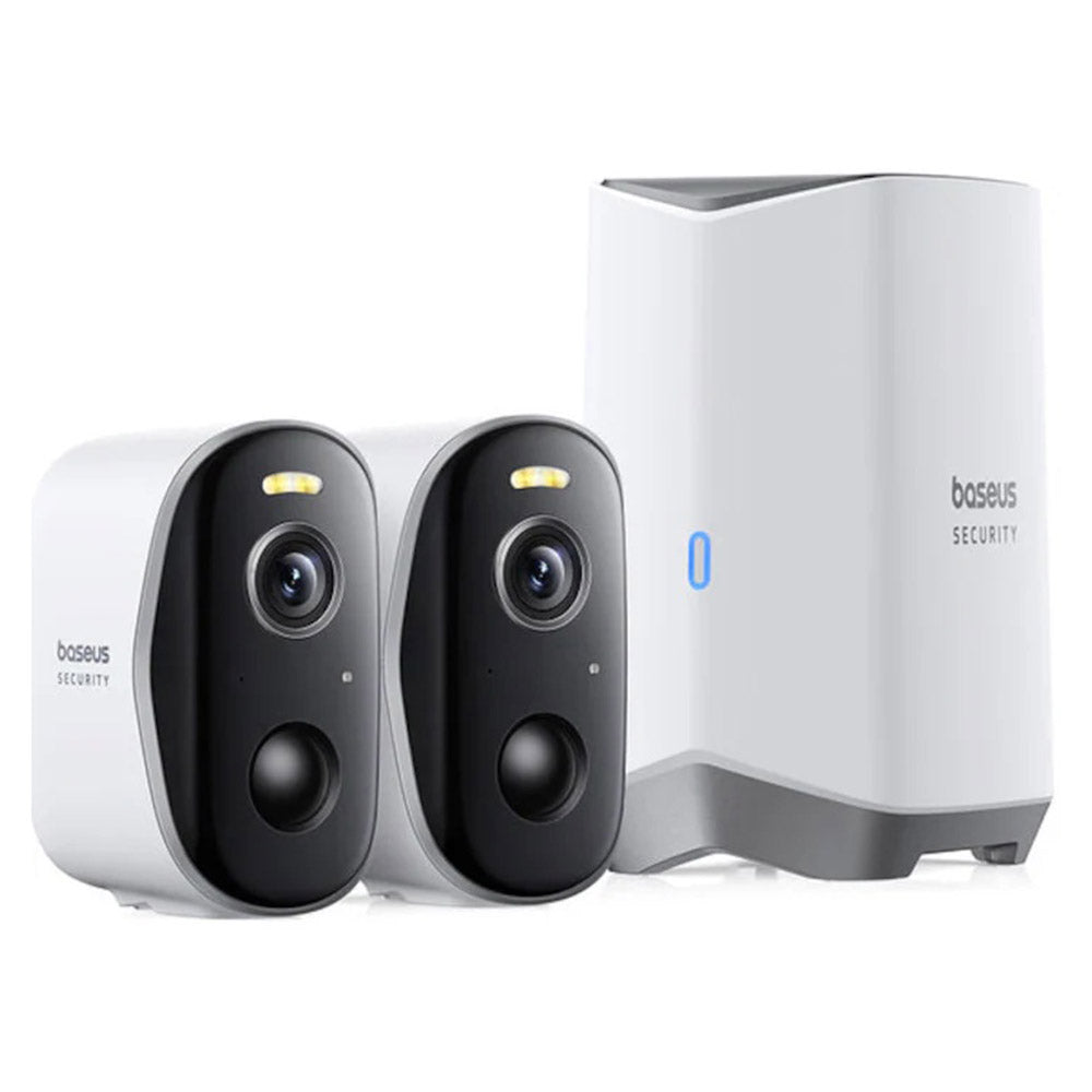 Baseus - Outdoor Camera Security N1 Plus (S0TY002131) - 2K, 16GB, 2 Camera Kit, Two-way Talk, Night Vision, IP67 - Moon 