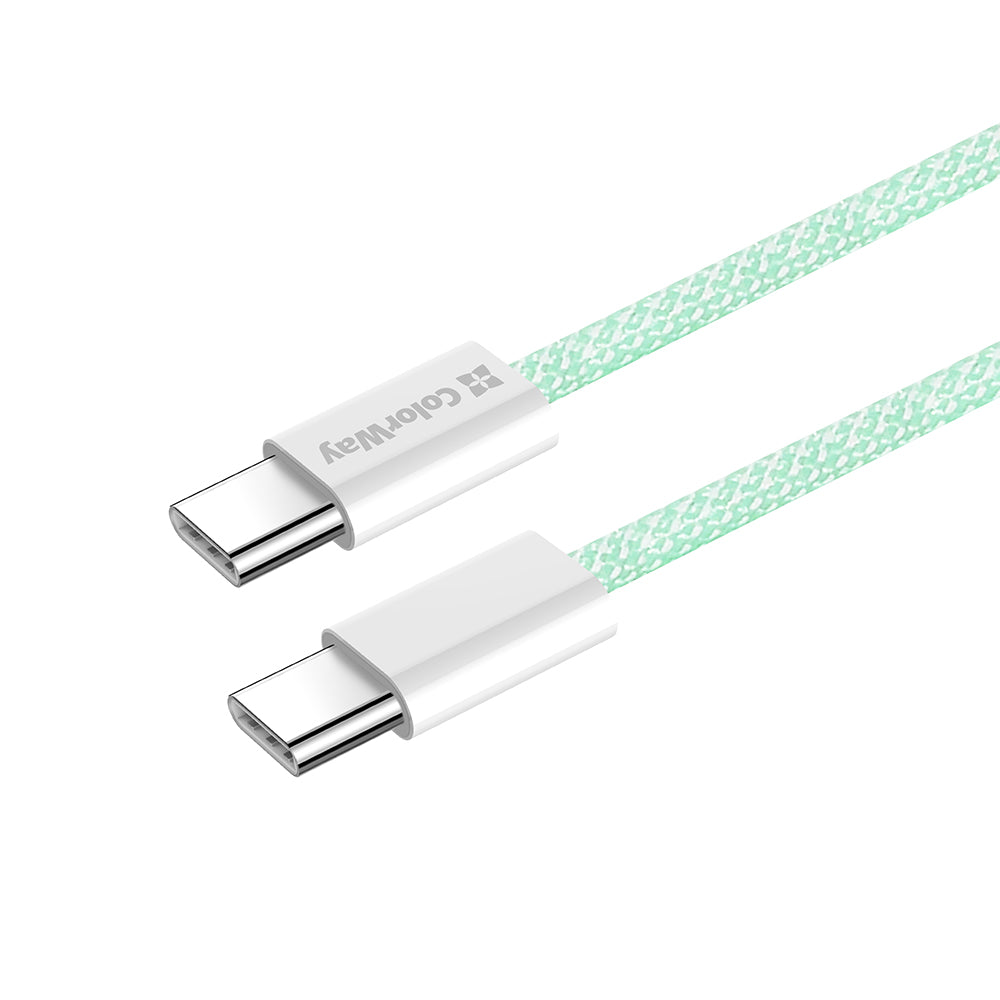 ColorWay - Data Cable (CW-CBPDCC061-G) - for MacBook Pro, Type-C to Type-C, PD Fast Charging 60W, 3A, Nylon, 1m - Green