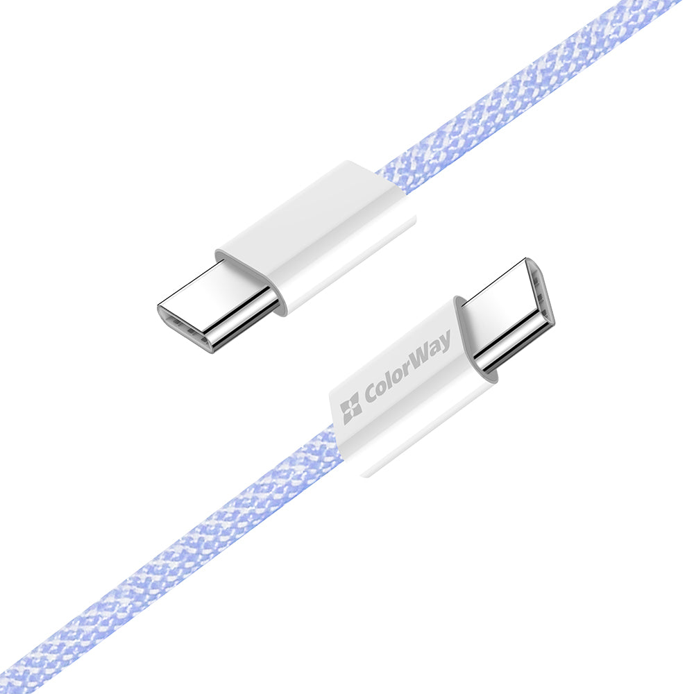 ColorWay - Data Cable (CW-CBPDCC061-PU) - for MacBook Pro, Type-C to Type-C, PD Fast Charging 60W, 3A, Nylon, 1m - Purpl