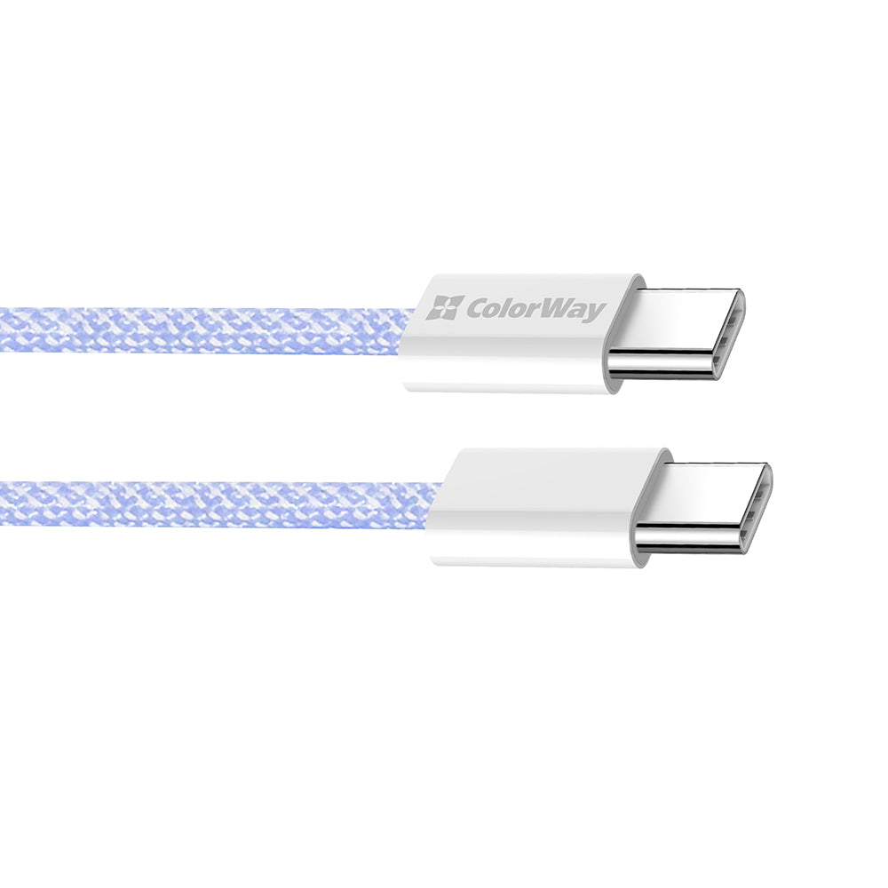 ColorWay - Data Cable (CW-CBPDCC061-PU) - for MacBook Pro, Type-C to Type-C, PD Fast Charging 60W, 3A, Nylon, 1m - Purpl