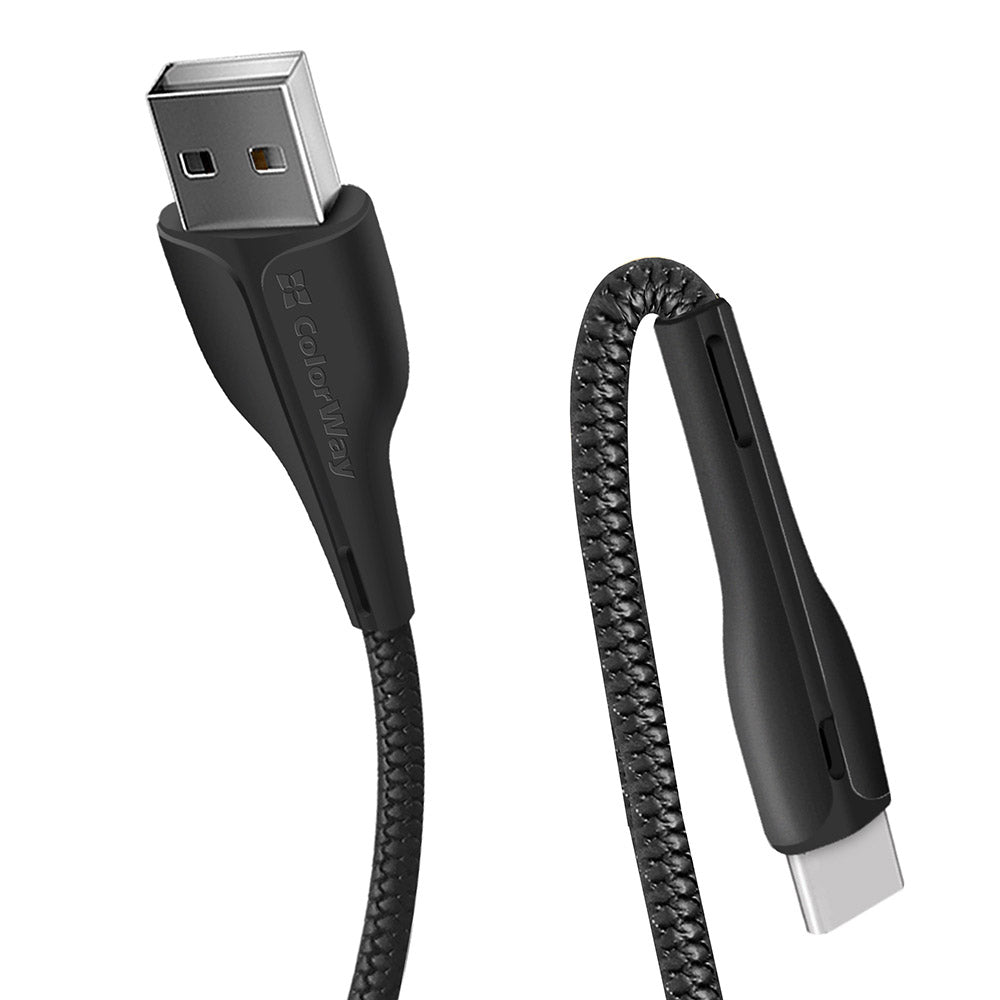 ColorWay - Data Cable (CW-CBUC034-BK) - USB to Type-C, for Syncing & Charging, with LED indicator, 2.4A, 480Mbps, 1m - B