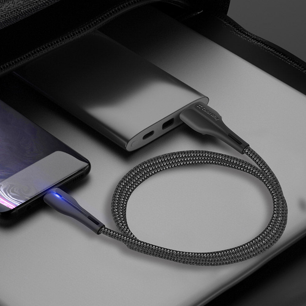 ColorWay - Data Cable (CW-CBUC034-BK) - USB to Type-C, for Syncing & Charging, with LED indicator, 2.4A, 480Mbps, 1m - B