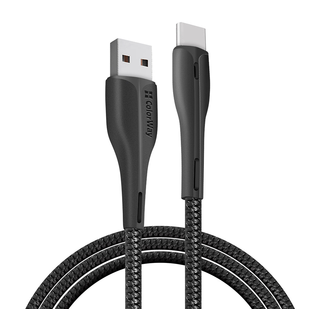 ColorWay - Data Cable (CW-CBUC034-BK) - USB to Type-C, for Syncing & Charging, with LED indicator, 2.4A, 480Mbps, 1m - B