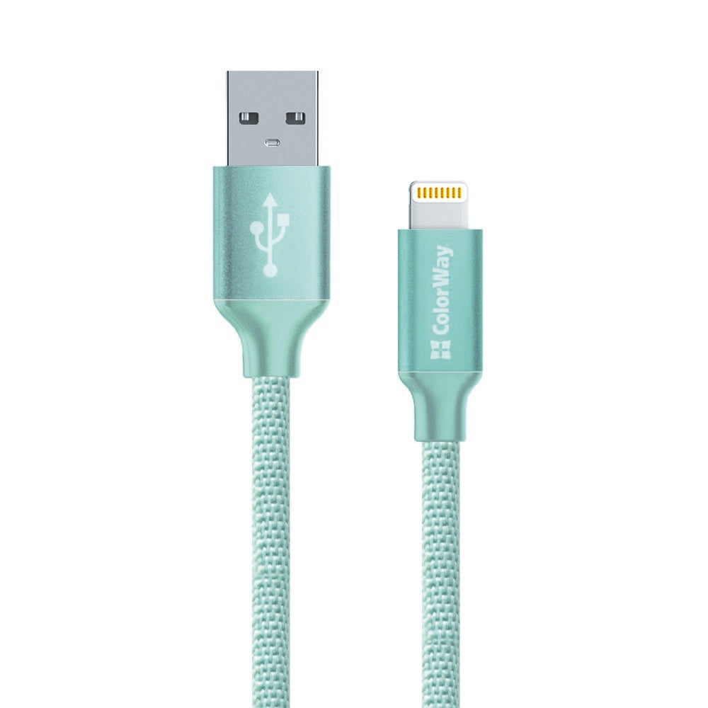 ColorWay - Data Cable (CW-CBUL004-MT) - USB 2.0 to Apple Lightning, for Syncing & Charging, Nylon, 2.1A, 480Mbps, 1m - M