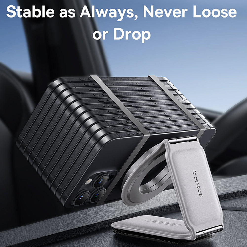 Baseus - Car Holder PrimeTrip Series C02 (C40169002213-00) - PU Leather, 360°, 25N, Versatile Mounting Option - Moon Whi